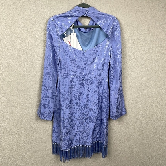 NWT Jonathan Simkhai Vivian Jacquard Mini Dress Long Sleeve Fringe Periwinkle 2 - Picture 8 of 13